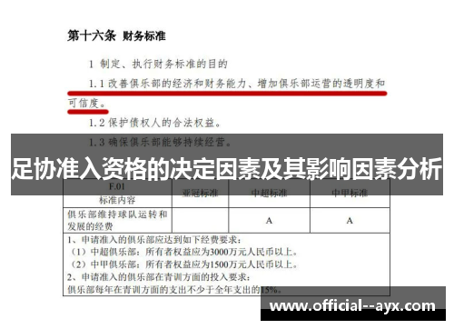 足协准入资格的决定因素及其影响因素分析 足协准入资格的决定因素及其影响因素分析